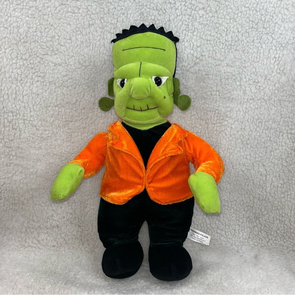 Pachinko Palace Frankenstein plush 16.5" velveet orange green & black halloween